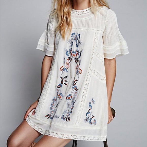 Free People Dresses & Skirts - Free People Victorian Mini Embroidered Dress